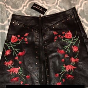 Running Through Lovers Black Leather Skirt